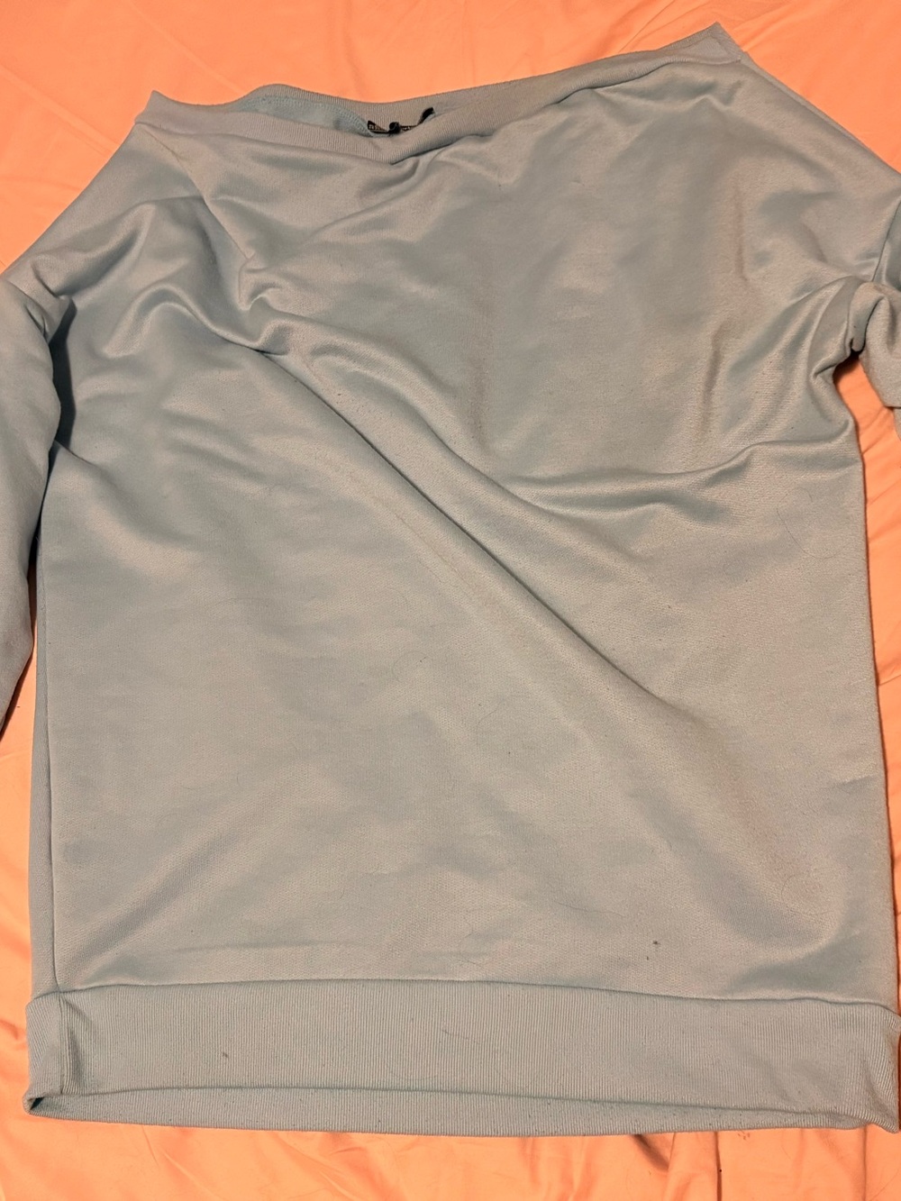 Boohoo light blue off-shoulder sweater